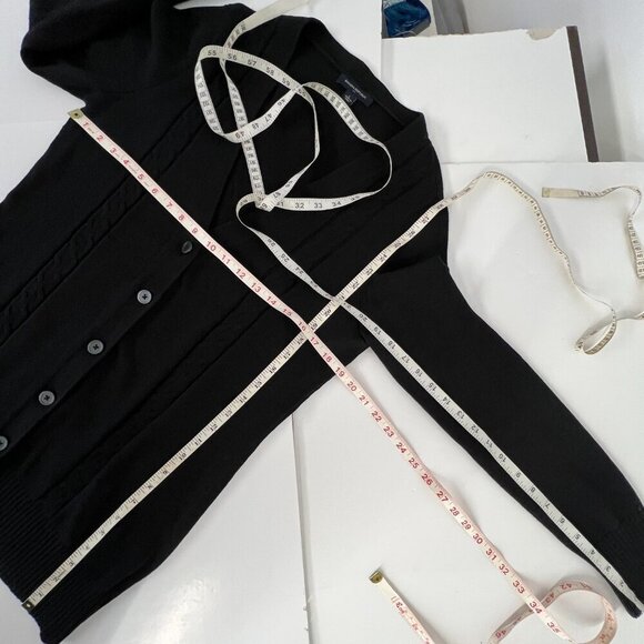 Banana Republic Factory Black V-Neck Lightweight Cable Knit Midi Cardigan Sz L - Picture 10 of 10